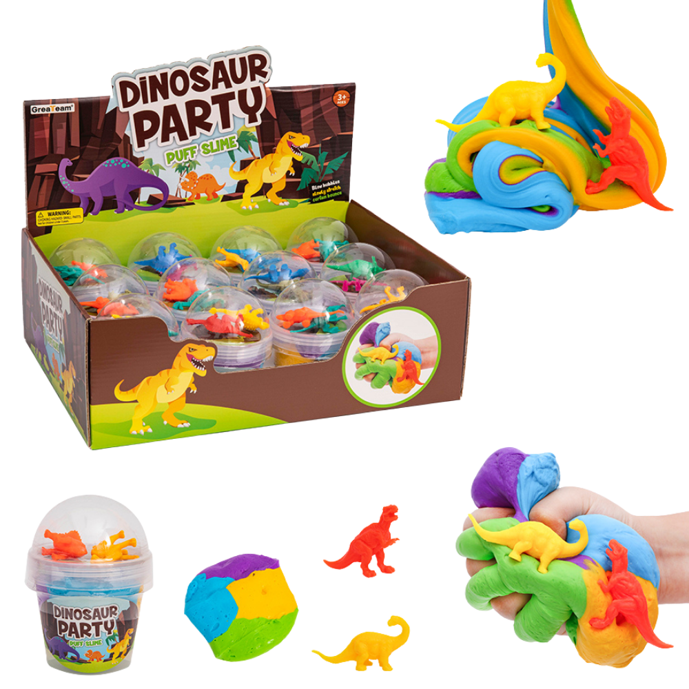 Greateam - Dinosaur Party Puff Slime 12pc-Set 100g Each - Multicolor