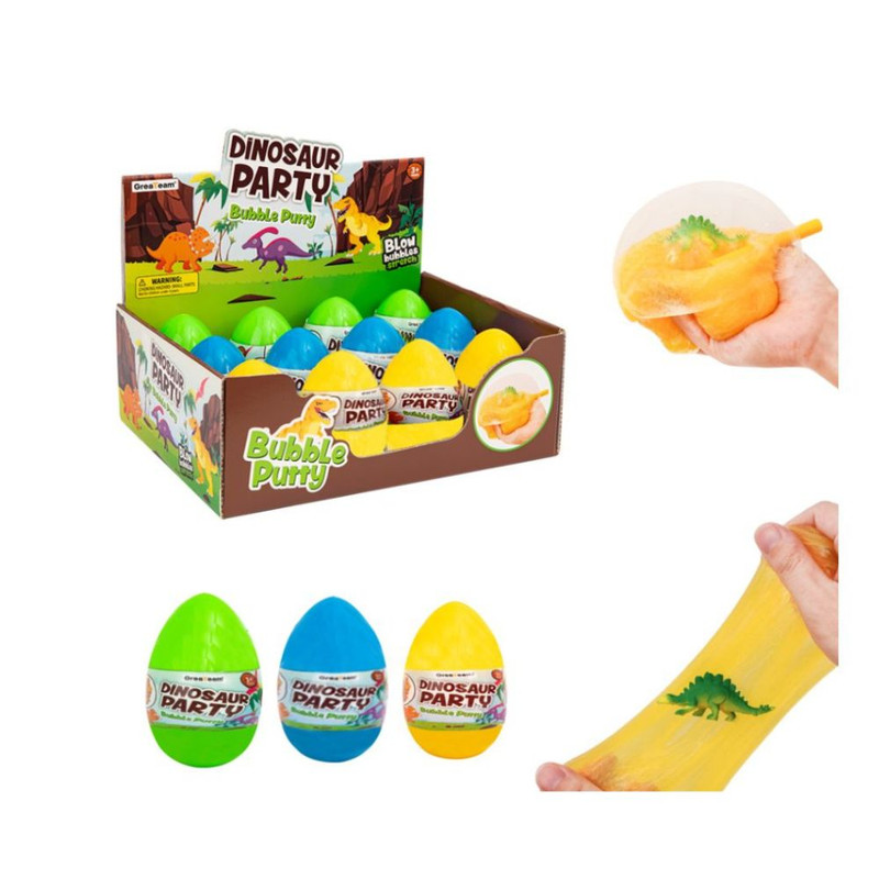 Greateam - Dino Putty Bubble Slime 12pc-Set 100g Each With Blowpipe - Multicolor