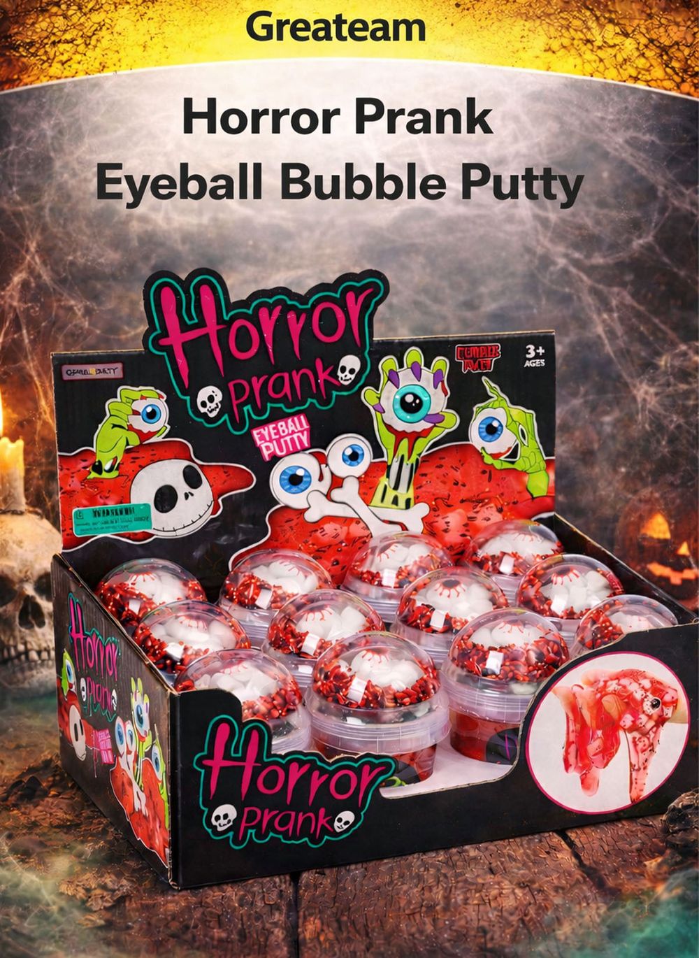 Greateam - Horror Prank Eyeball Bubble Putty 12pc-Set 130g With Eyeball Toy - Multicolor