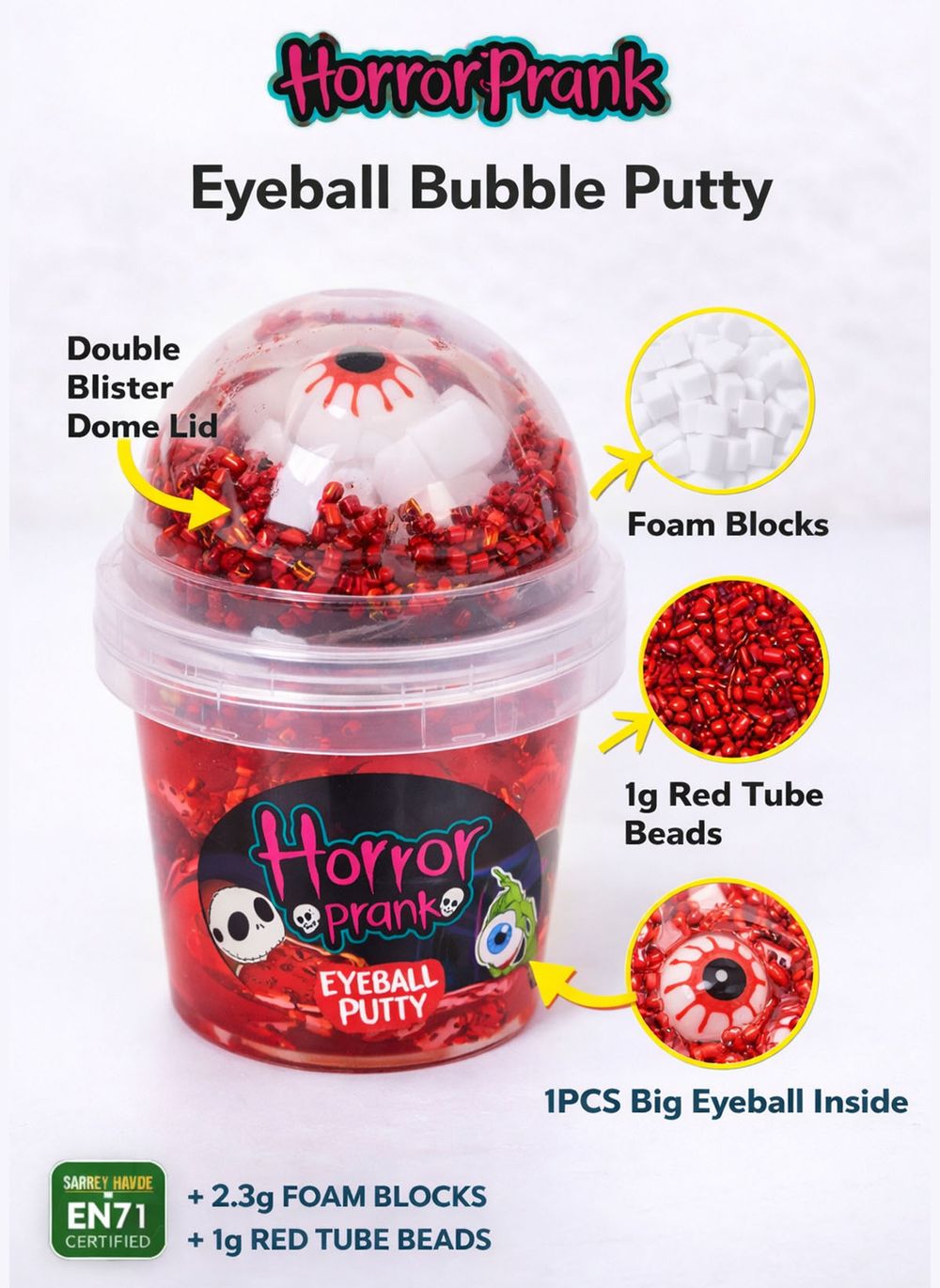 Greateam - Horror Prank Eyeball Bubble Putty 12pc-Set 130g With Eyeball Toy - Multicolor