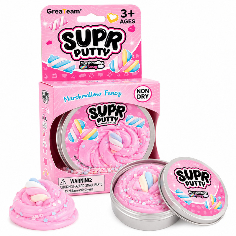 Greateam - Super Putty Marshmallow Fancy 98-100g Tin Box With Charm - Multicolor