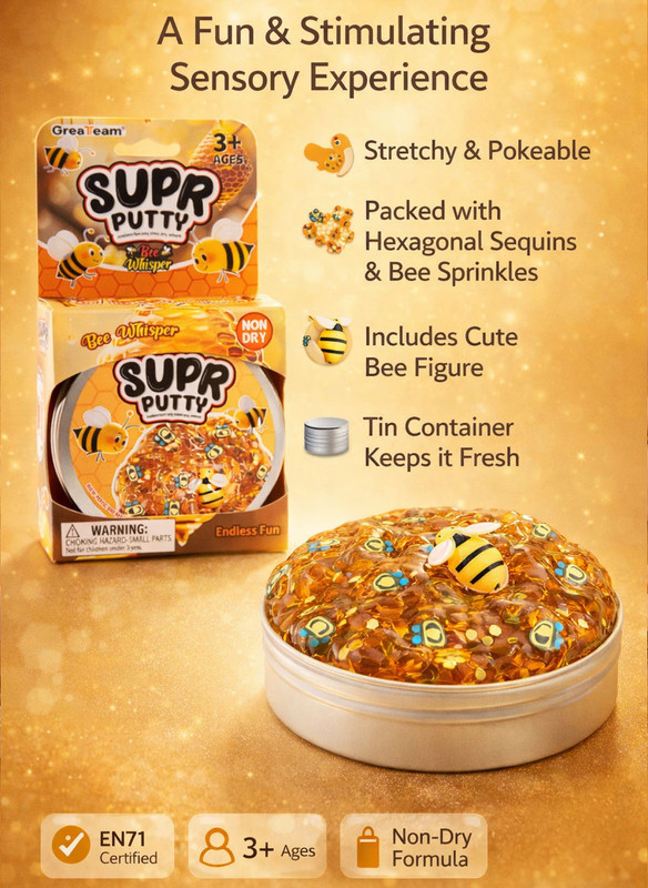 Greateam - Super Putty Bee Whisper 88-90g Tin Box With Bee Figure - Yellow