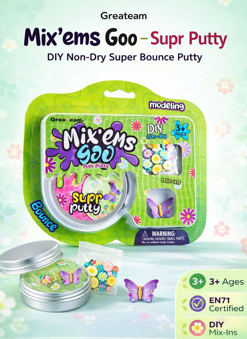 Greateam - Mix'ems Goo Super Putty DIY Bounce Slime Set - Multicolor