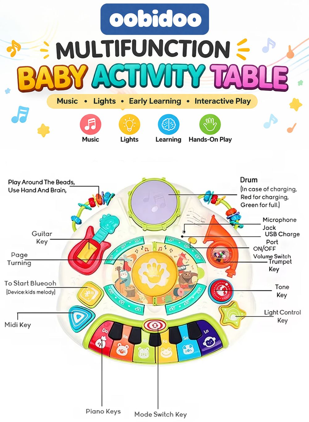 Oobidoo - Baby Activity Table Multifunction Learning Table