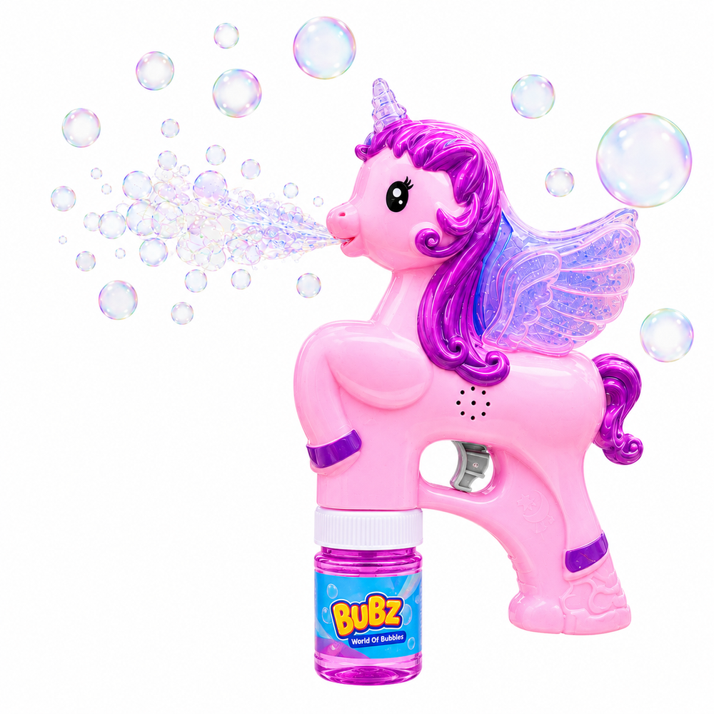 Bubz - Electric Unicorn Bubble Machine With Lights & Music - Pink