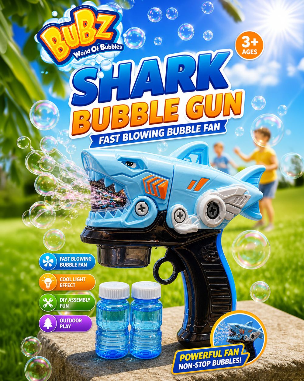Bubz - DIY Electric Shark Bubble Gun Toy - Blue