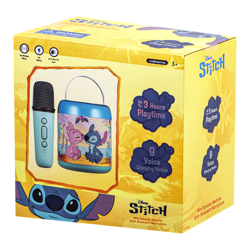 Volkano - Disney Stitch Karaoke Speaker With Bluetooth Microphone - Blue/Black