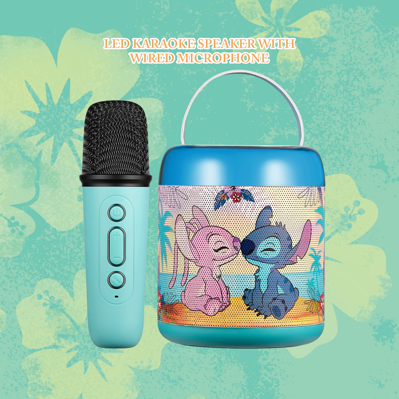 Volkano - Disney Stitch Karaoke Speaker With Bluetooth Microphone - Blue/Black