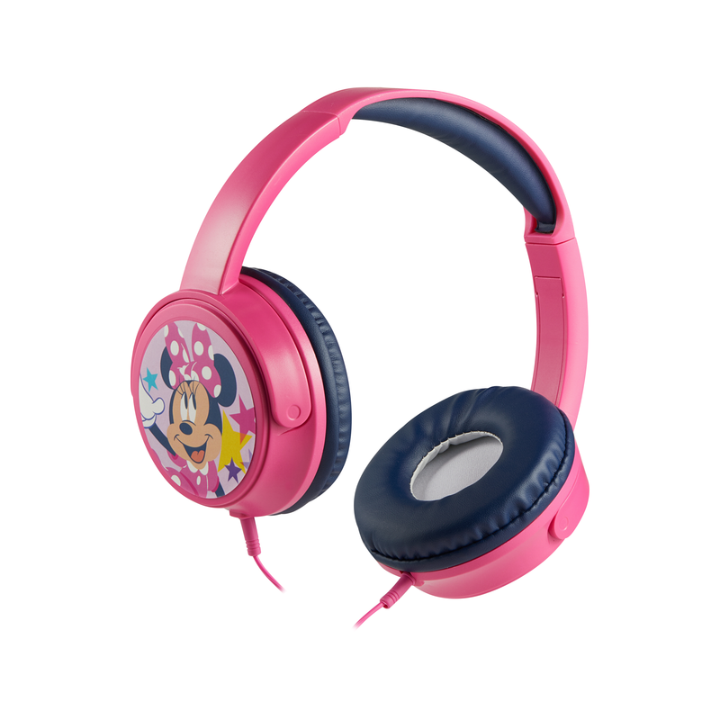 Volkano - Disney Minnie Mouse Auxiliary Headphones With Stickers - Pink/Black
