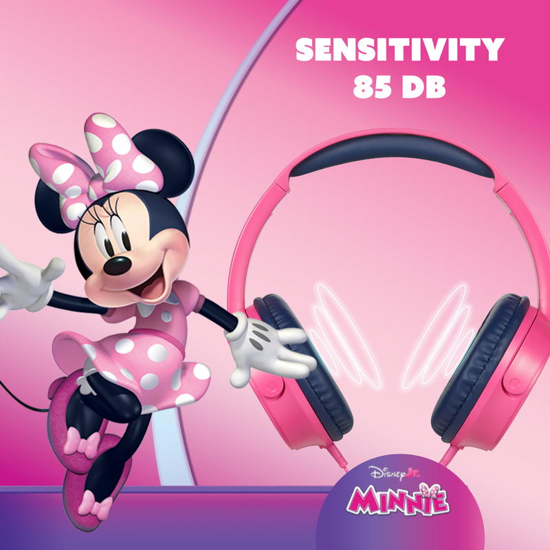 Volkano - Disney Minnie Mouse Auxiliary Headphones With Stickers - Pink/Black