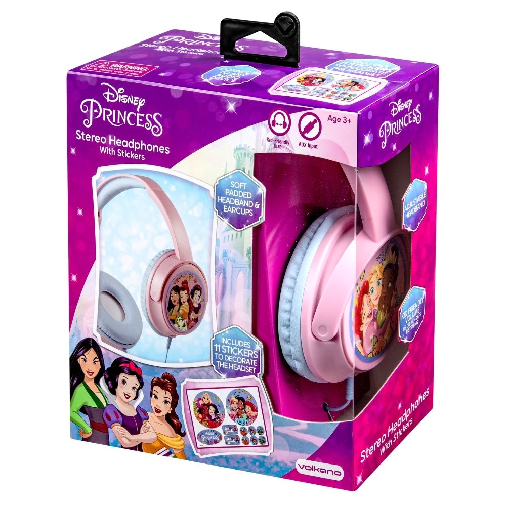 Volkano - Disney Princess Padded Aux Headphone With Stickers