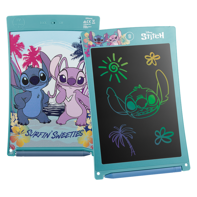 Volkano - Disney Stitch LCD Writing Pad With Stylus - Blue/Pink - 8.5-Inch