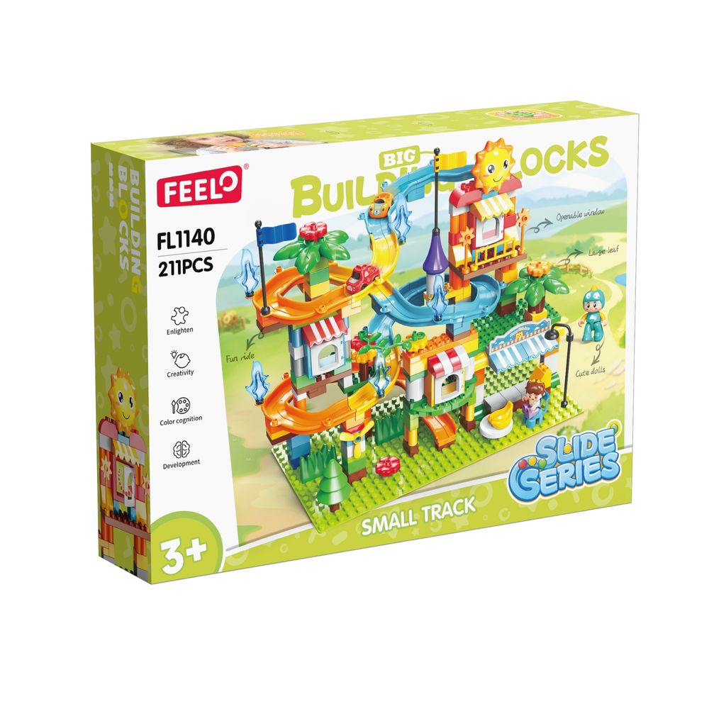 Feelo Slide Series Small Track Big Building Block Set - Multicolor - 211 Pcs