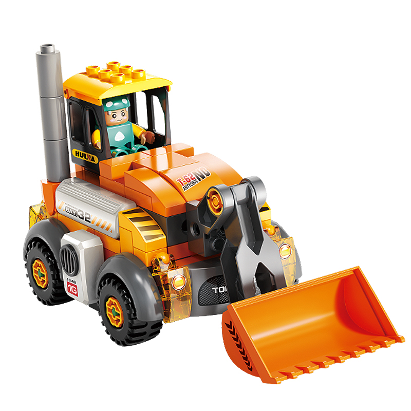 Feelo - 6-In-1 Urban Engineering Vehicle Big Building Block Set - Multicolor - 141 Pcs