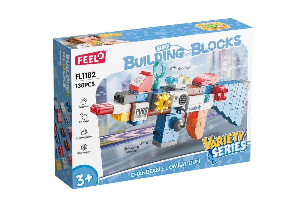 Feelo Changeable Combat Gun Big Building Block Set - Multicolor - 130 Pcs