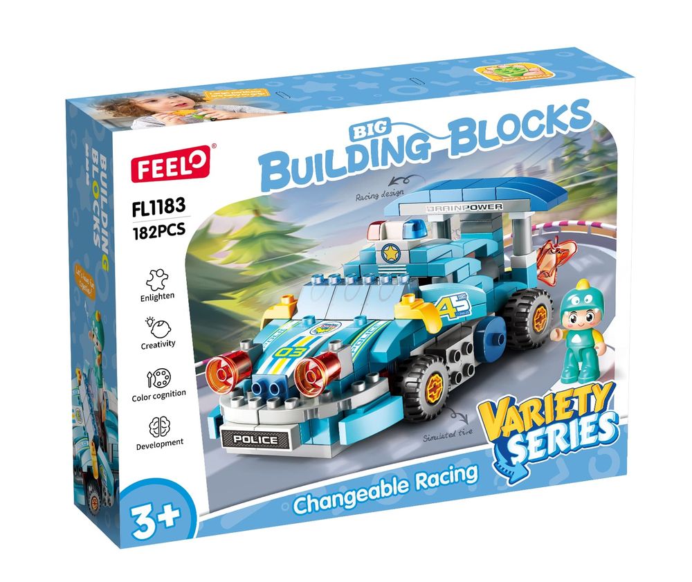 Feelo - Changeable Racing Big Building Block Set - Multicolor - 182 Pcs