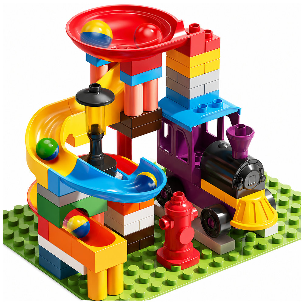 Feelo - Kids Fun Train Slide Building Blocks Set - 76 Pc Set
