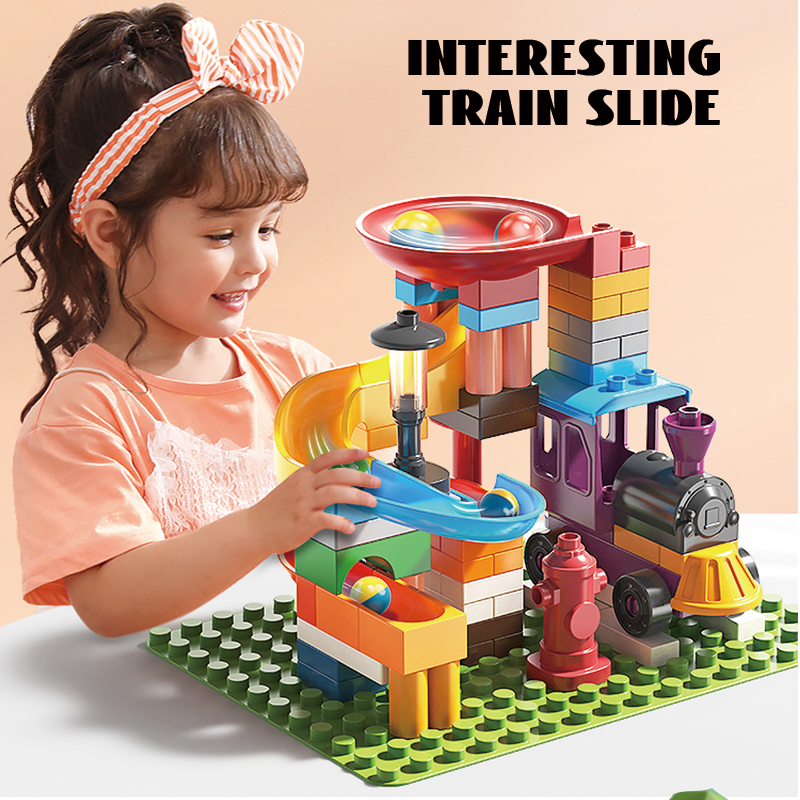 Feelo - Kids Fun Train Slide Building Blocks Set - 76 Pc Set