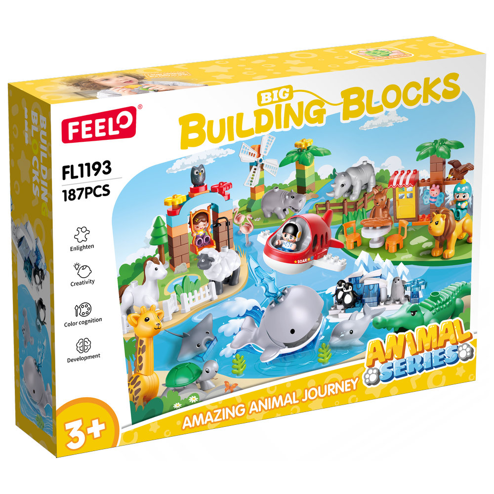 Feelo Amazing Animal Journey Big Building Block Set - Multicolor - 187 Pcs