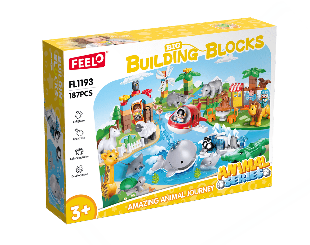 Feelo Amazing Animal Journey Big Building Block Set - Multicolor - 187 Pcs
