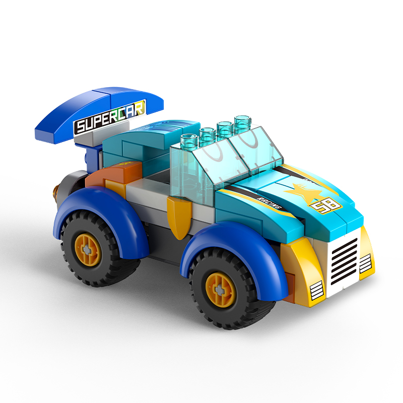 Feelo - City Racing Car Building Blocks Set - 64 Pcs