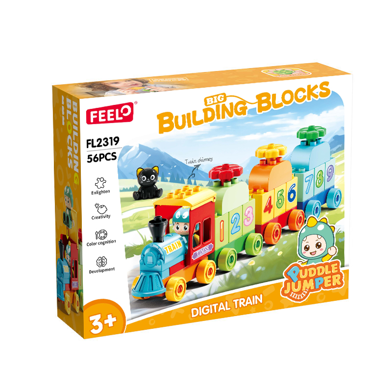 Feelo - Puddle Jumper Digital Number Train Big Building Block Set - Multicolor - 56 Pcs