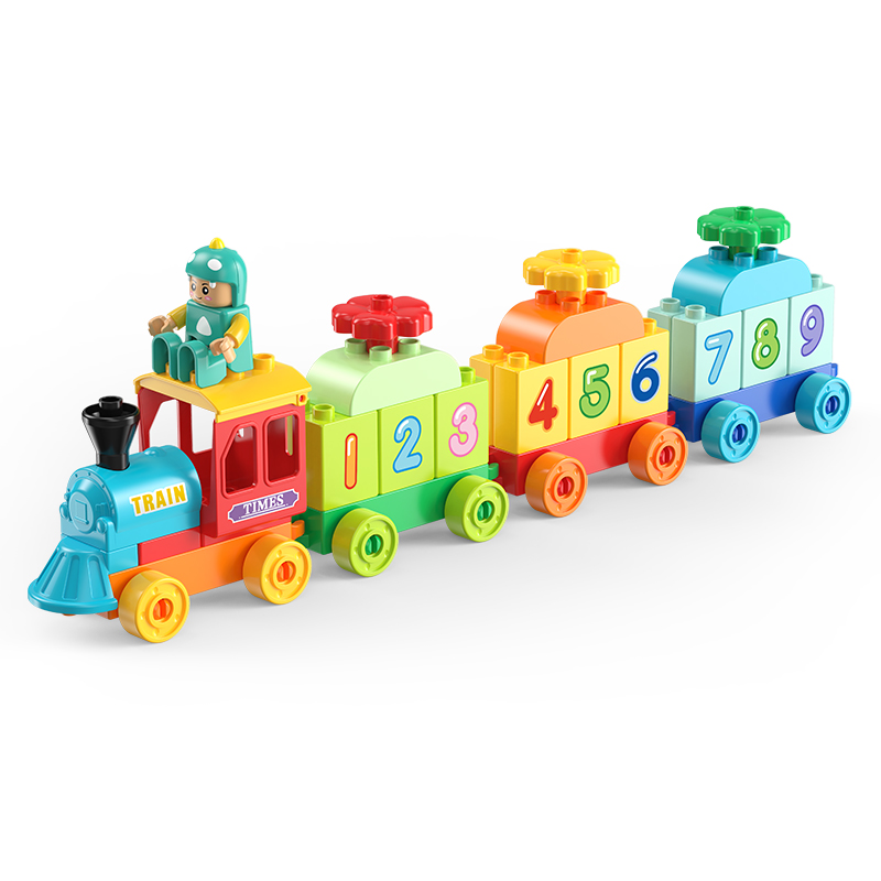 Feelo - Puddle Jumper Digital Number Train Big Building Block Set - Multicolor - 56 Pcs