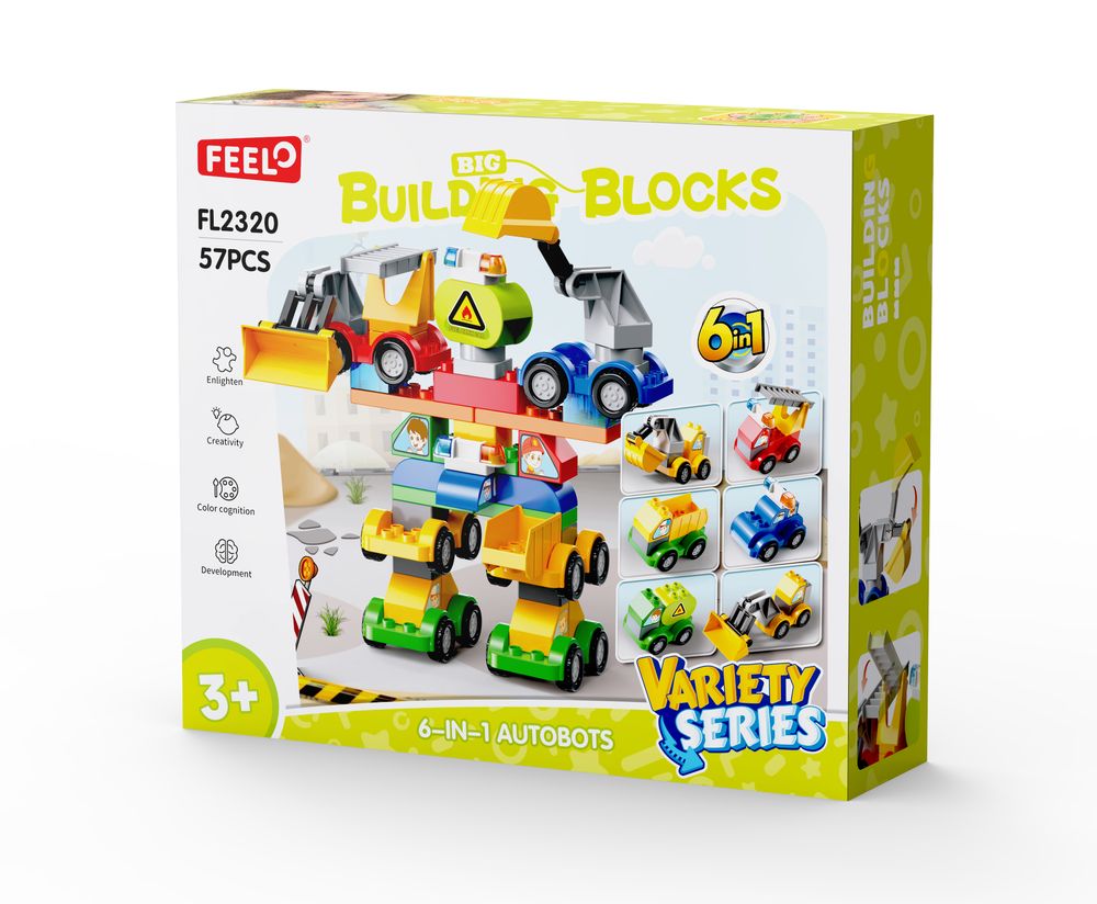 Feelo - 6-In-1 Autobots Big Building Block Set - Multicolor - 57 Pcs