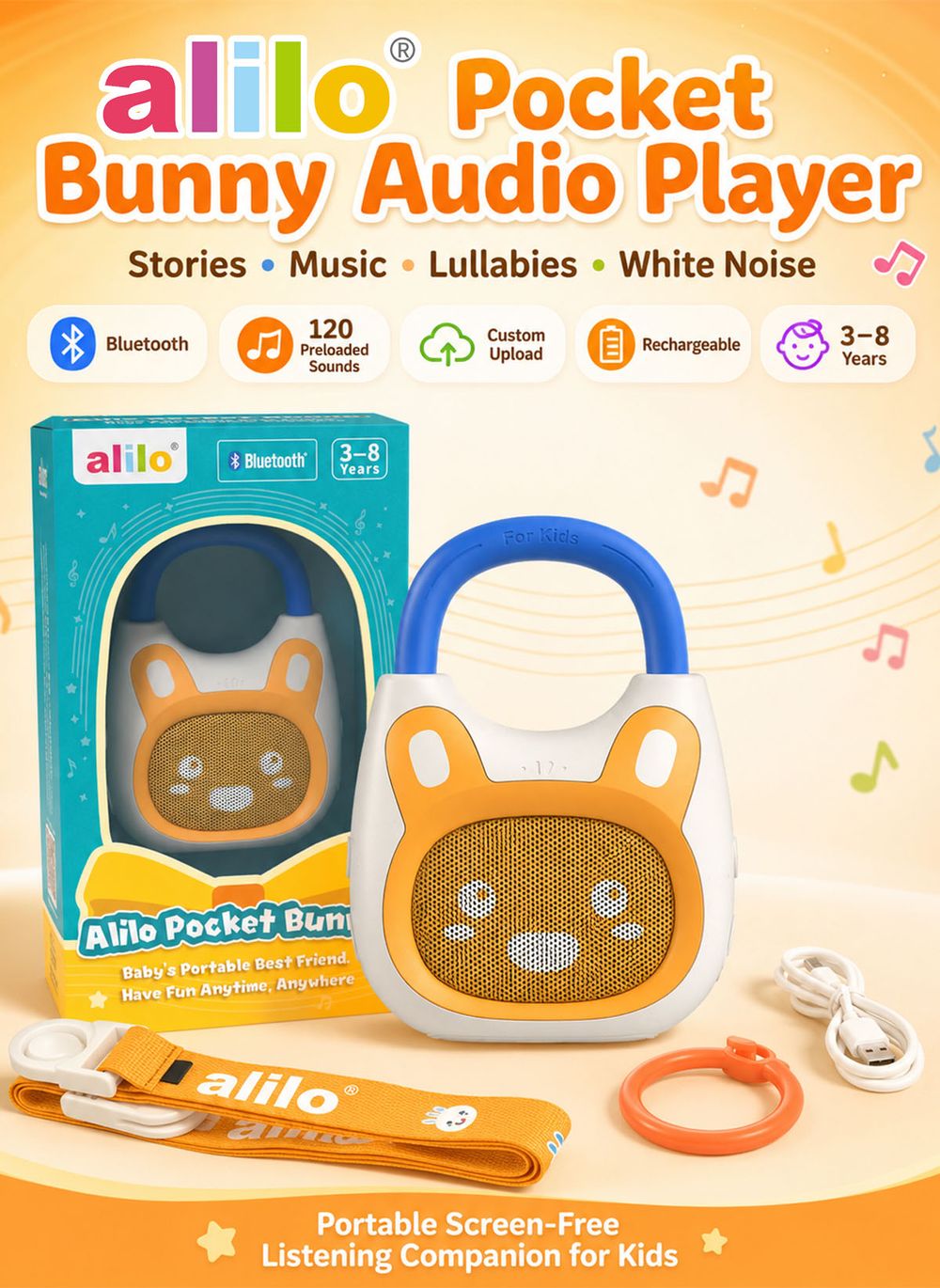 Alilo - Pocket Bunny Portable Kids Audio Player - Multicolor