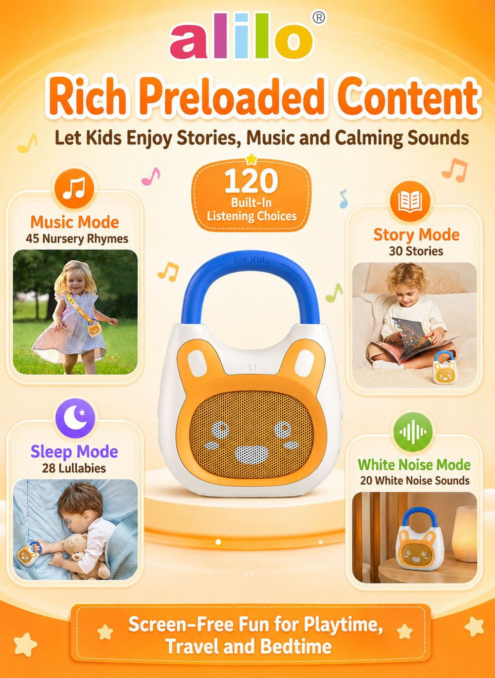 Alilo - Pocket Bunny Portable Kids Audio Player - Multicolor