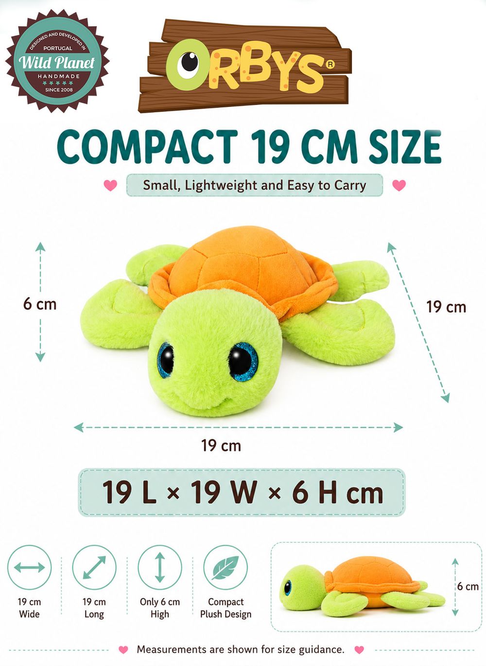 Wild Planet - Orbys Turtle Plush Toy - 2-inch