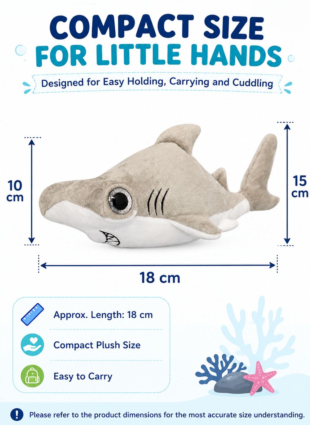Wild Planet - Orbys Hammerhead Shark Plush Toy - 4-inch