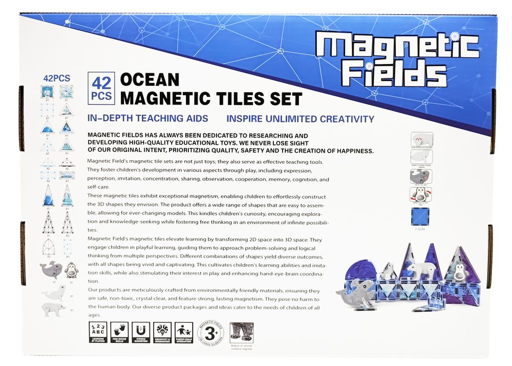 Magnetic Fields - Ocean Magnetic Tiles Set - 42 Pcs