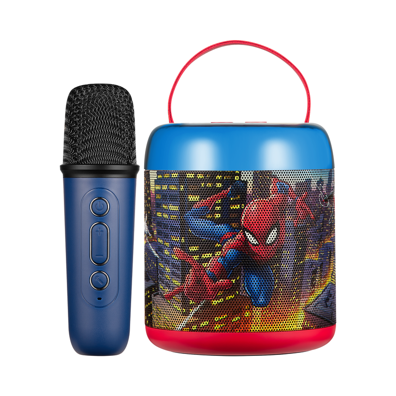 Volkano - Spider-Man LED Karaoke Speaker With Microphone - Blue/Black