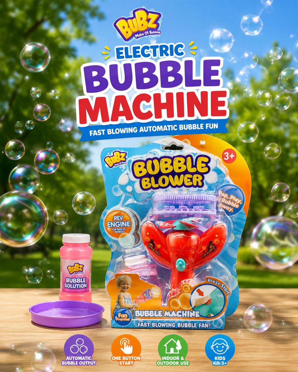 Bubz - Electric Automatic Bubble Machine - Red