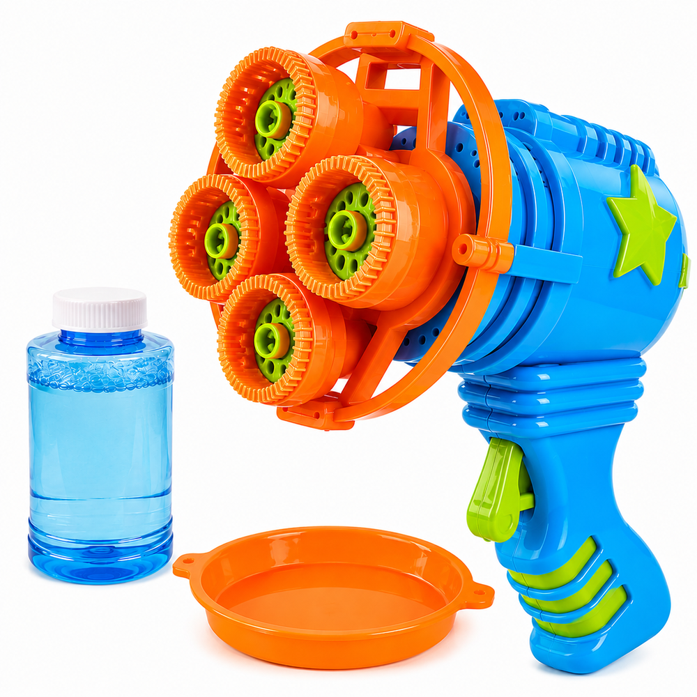 Bubz - 4 Head Electric Bubble Gun Blaster - Color May Vary - 1 Pc