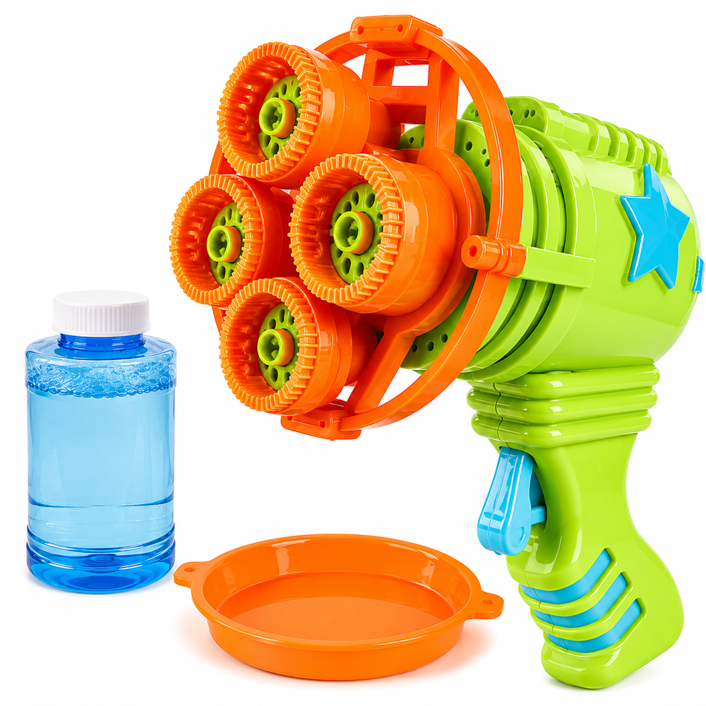 Bubz - 4 Head Electric Bubble Gun Blaster - Color May Vary - 1 Pc