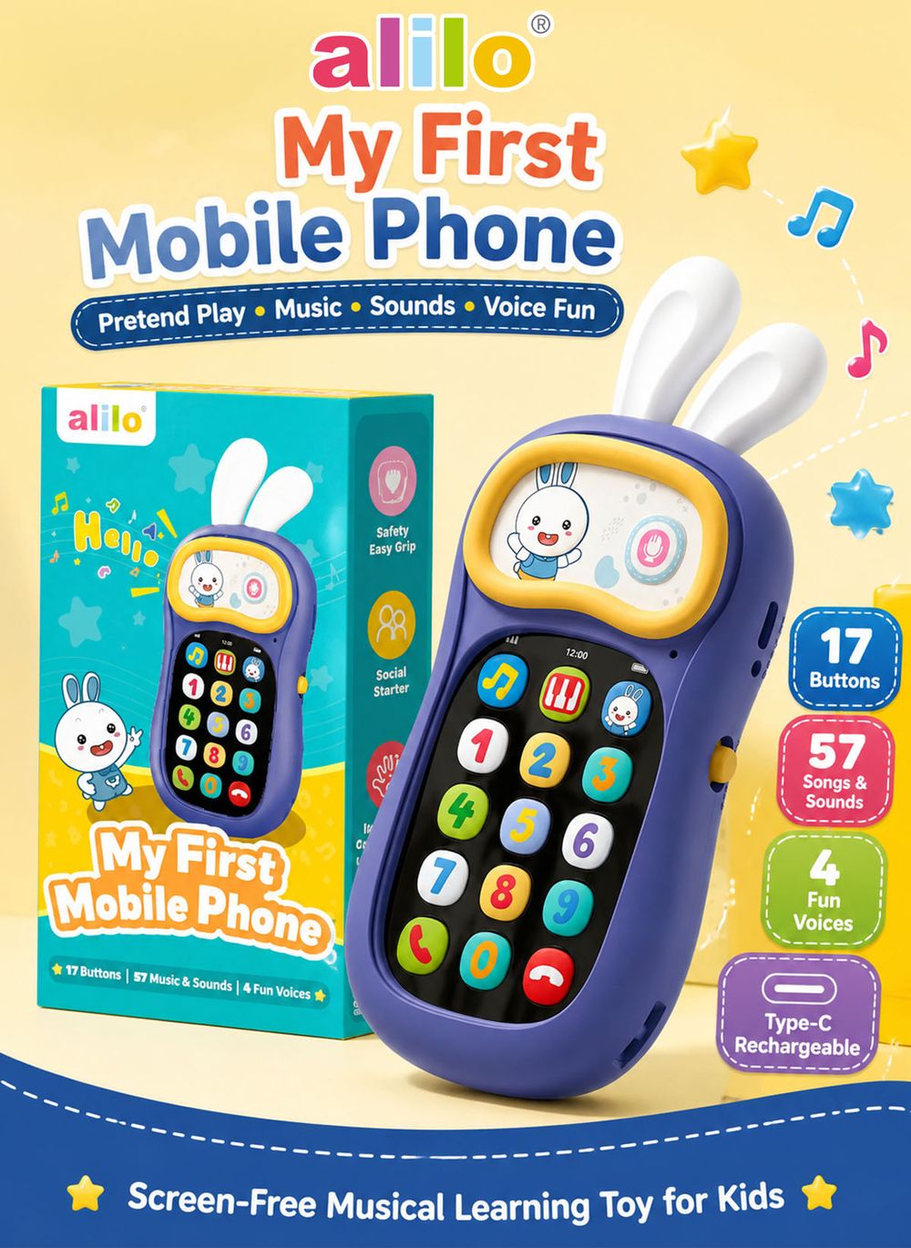 Alilo - My First Mobile Phone Musical Toy - Blue
