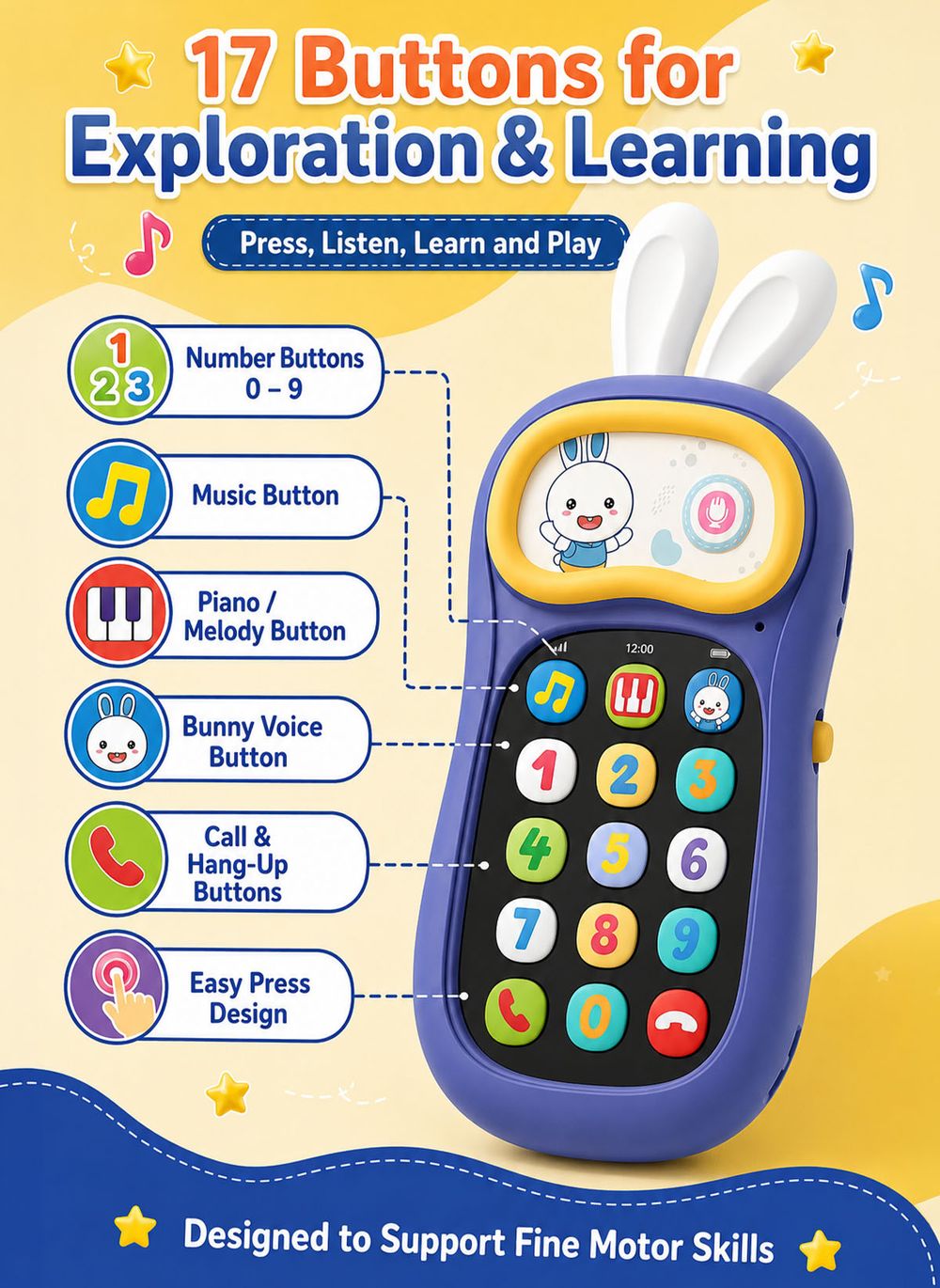 Alilo - My First Mobile Phone Musical Toy - Blue