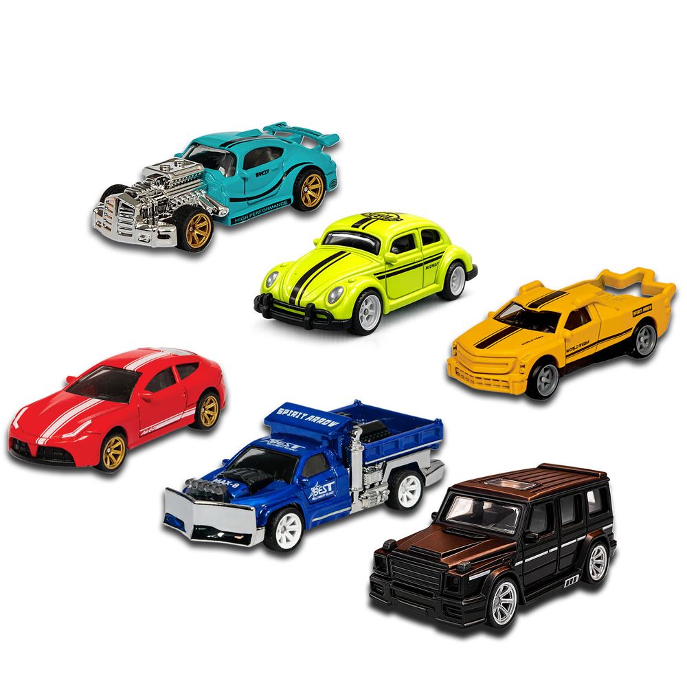 Techtonix - 1:64 Diecast Mini Sports Racing Cars - 6 Pc Set