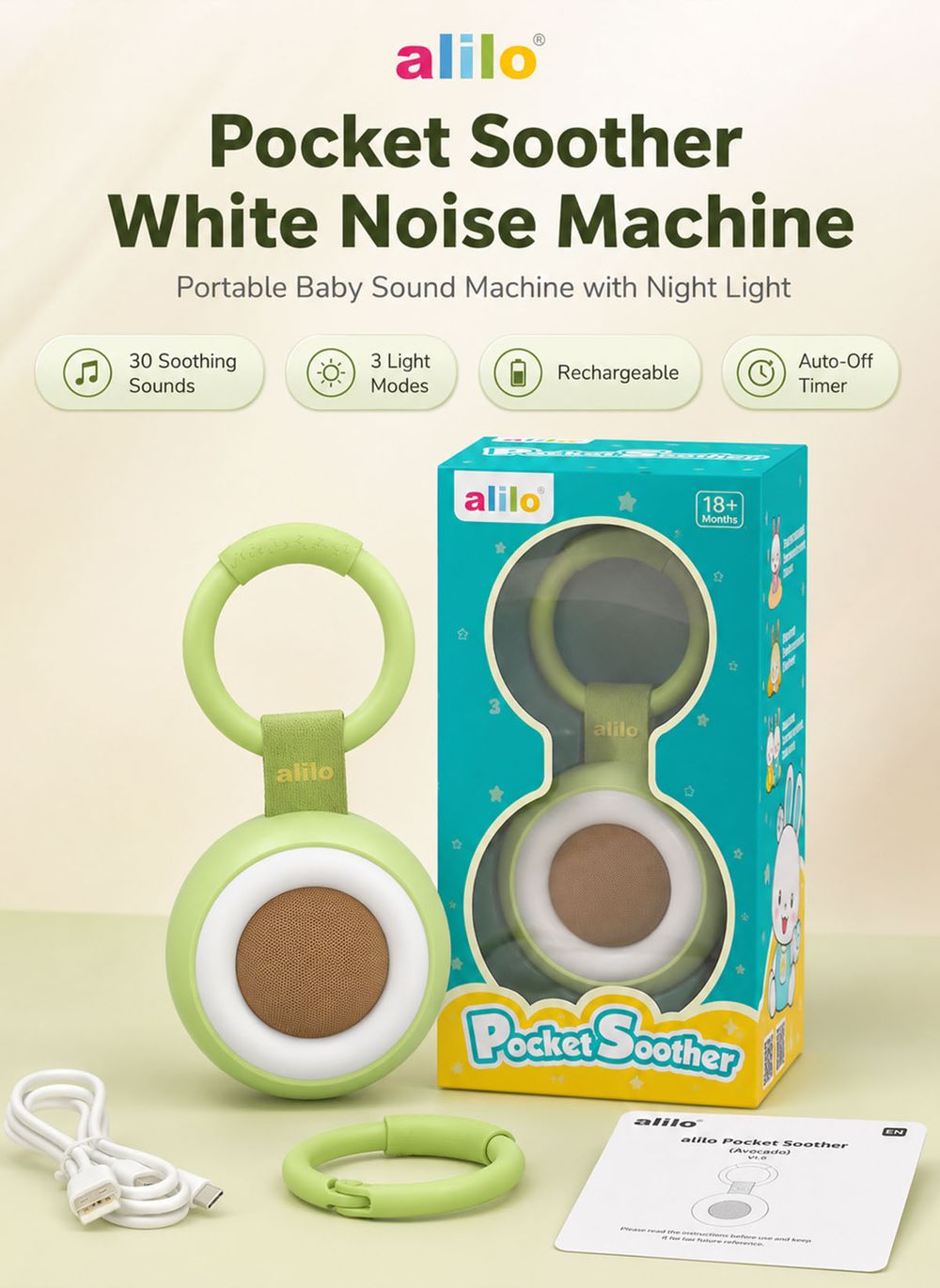 Alilo - Portable W1 Pocket Soother For Babies - Multicolor
