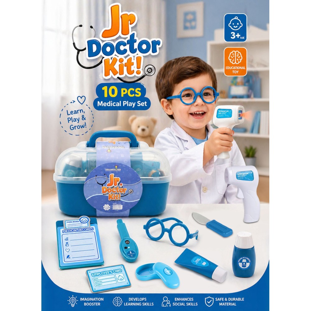 Jr. Doctor Kit - Medical Playset With Carry Case - 10 Pc Set