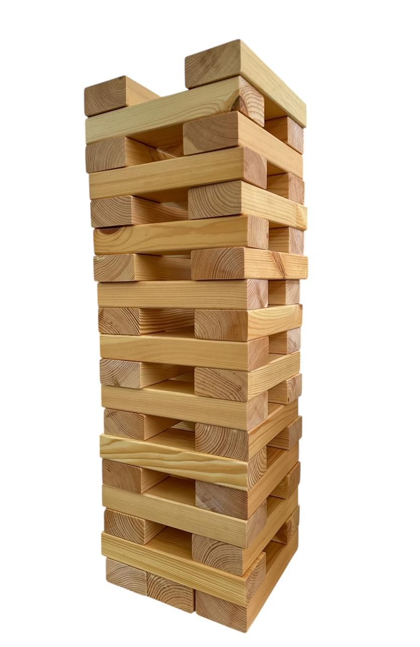 Edu Fun - Large Balance Tower Stacking Toy - Brown - 61 Pcs