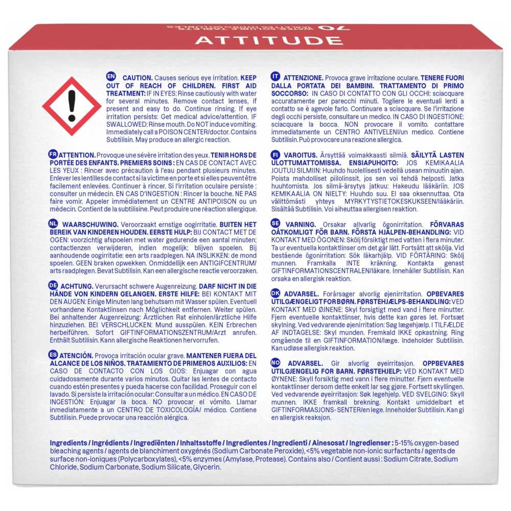 Attitude - Dishwasher Pouches - 70 Pcs - 1120 gm