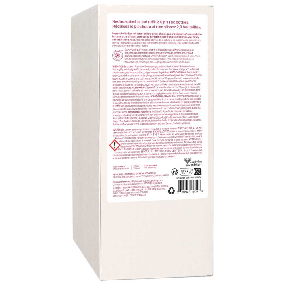 Attitude - Baby Bottle & Dishwashing Liquid - Fragrance Free - 2 L
