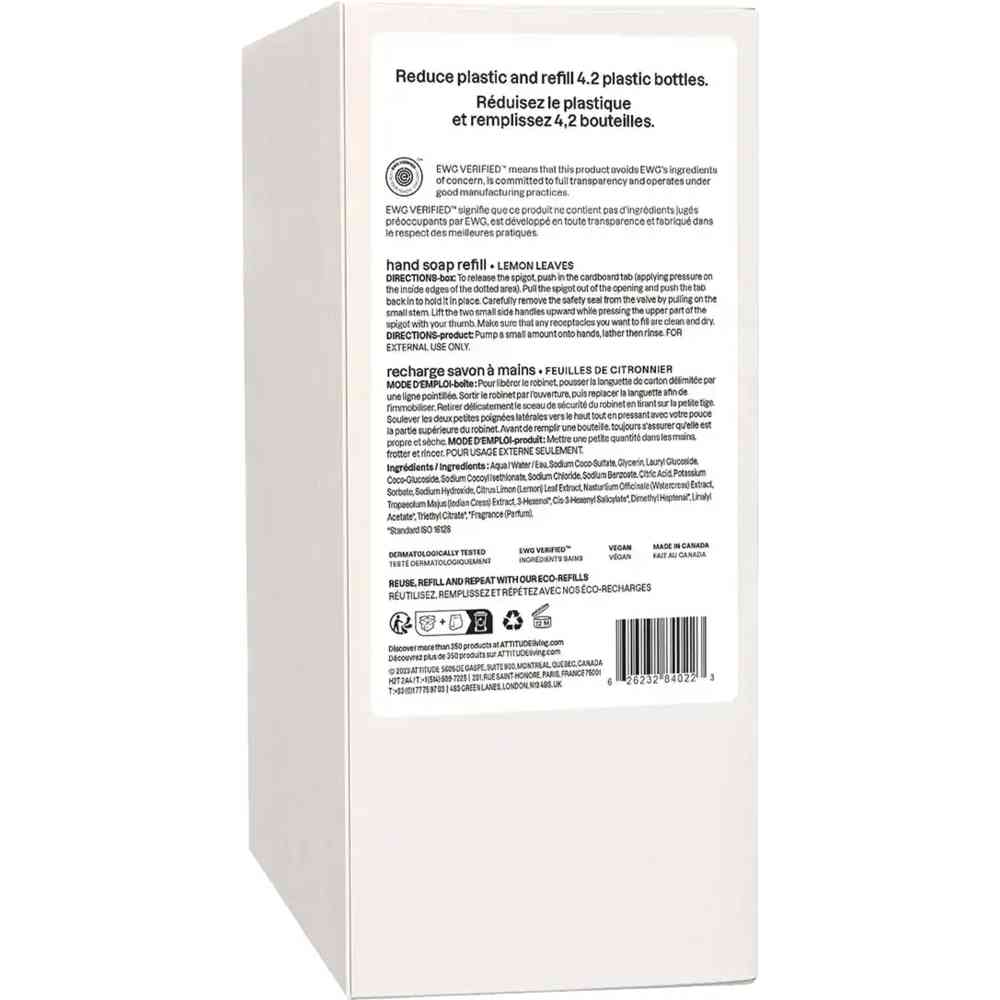 Attitude Super Leaves Hand Soap Refill - Earl Grey And Fresh Cucumber - 2 L