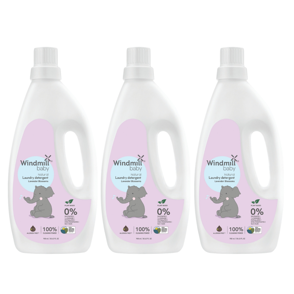 Windmill Baby - Natural Laundry Detergent - Lavender Blossoms - Pack of 3 - 900 ml