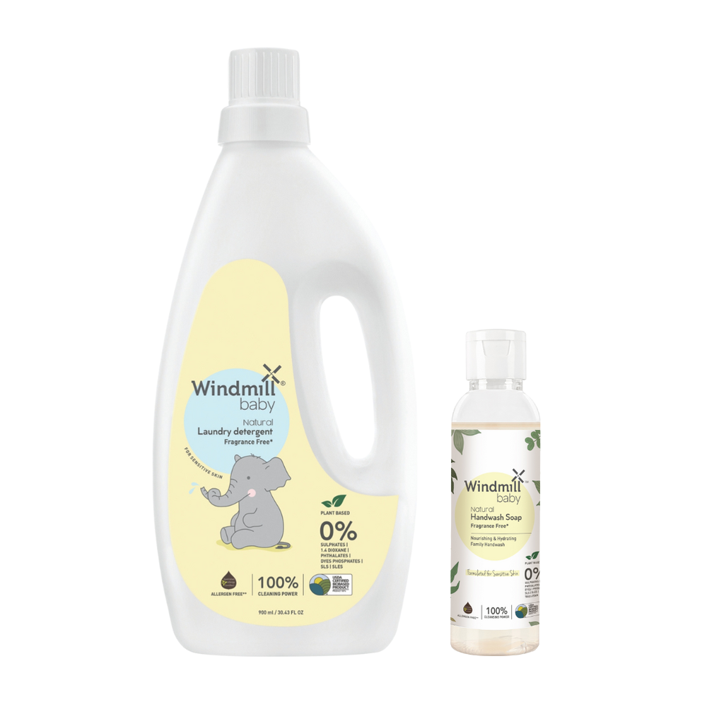 Windmill Baby Fragrance Free Laundry Detergent - 900 ml With Handwash Soap - 100 ml