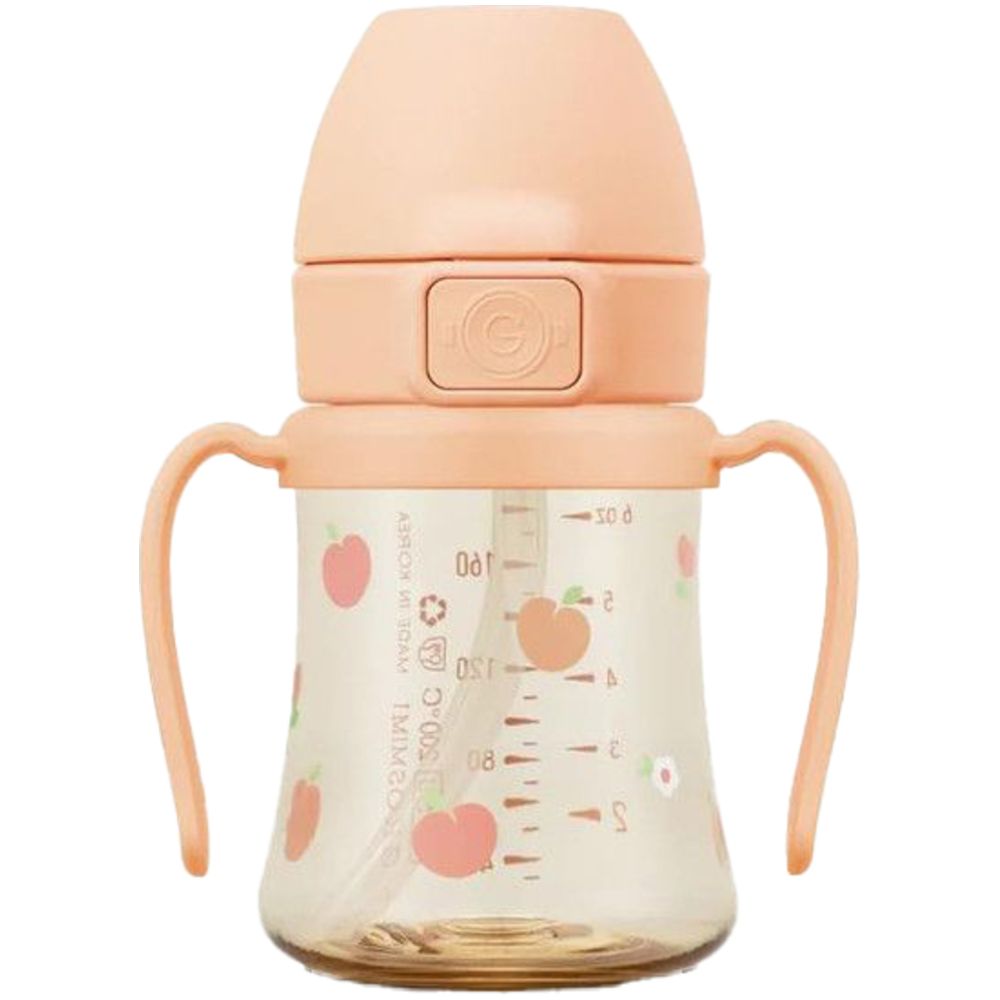 Grosmimi - Flip Top Spill Proof Sippy Cup - Peach Flower