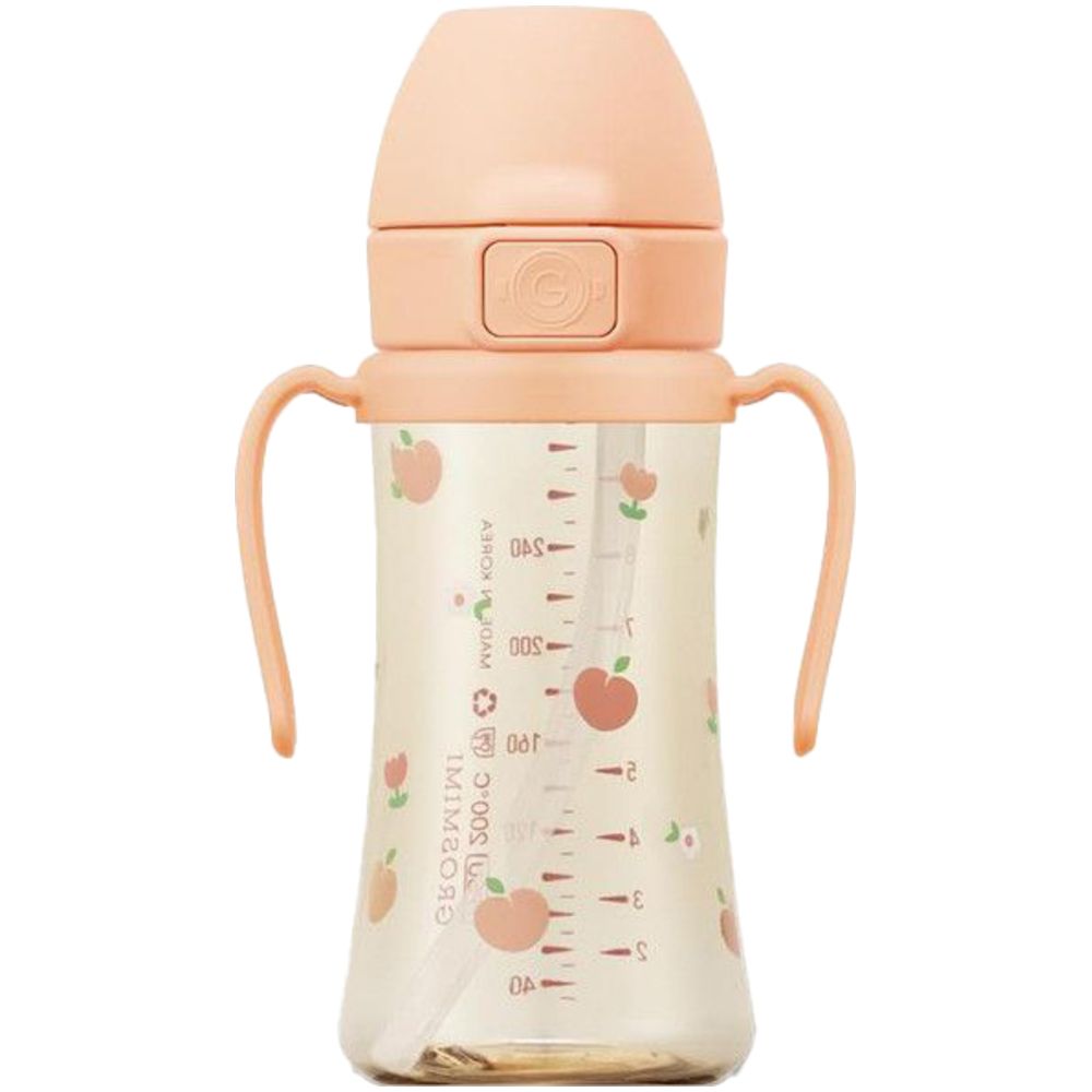 Grosmimi - Flip Top Spill Proof Sippy Cup - Peach Flower
